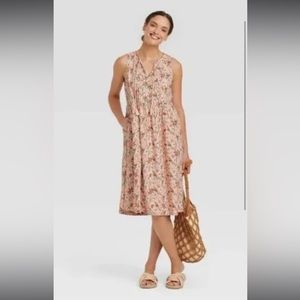 Universal Thread, XL, Women's Sleeveless Floral Linen Tie-Front Dress